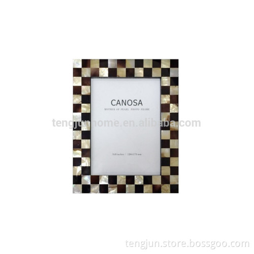 Custom wooden photo picture frame with golden shell